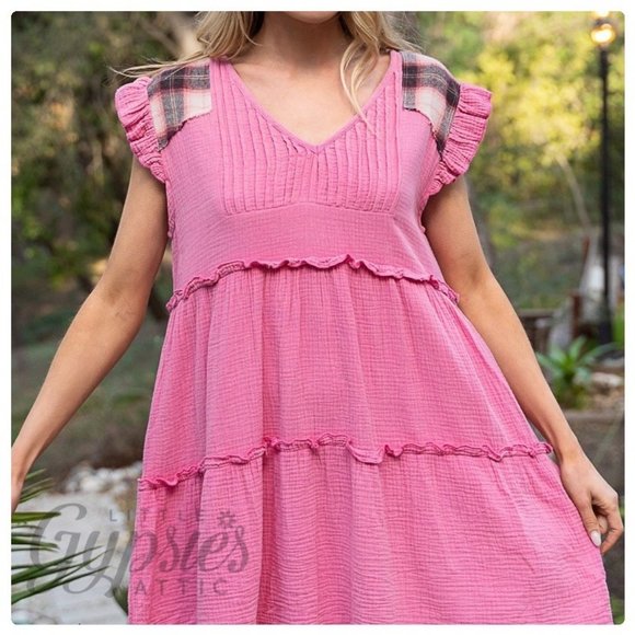 POL Baby Doll Grunge Double Gauze Mini Dress - Picture 3 of 14